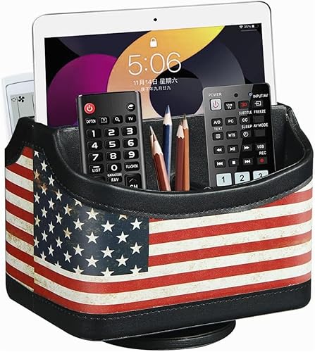 Soporte de control remoto de piel sintética, escritorio giratorio de 360 grados, organizador de escritorio y accesorios, para controlador, medios,