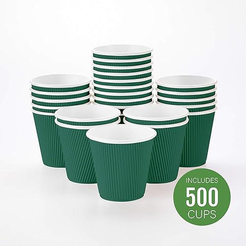 Vista 438 de Vasos de café de papel aislado de pared corrugada, 8 oz, Anaranjado
