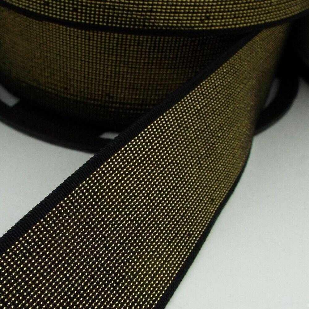 40mm Gold Silver Elastic Metallic Belt Waistband Etc 9 Colors BUY 1 2 or 4m 116D, 103 Black Gold, 2 Metres
