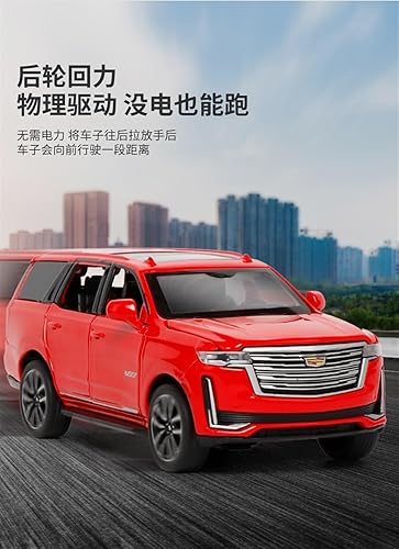 Miniatura 3 de RSFIL Modelo de automóvil 132 para Cadillac Escalade vehículo todoterreno de aleación de juguete con sonido y luz tira hacia atrás varios colores