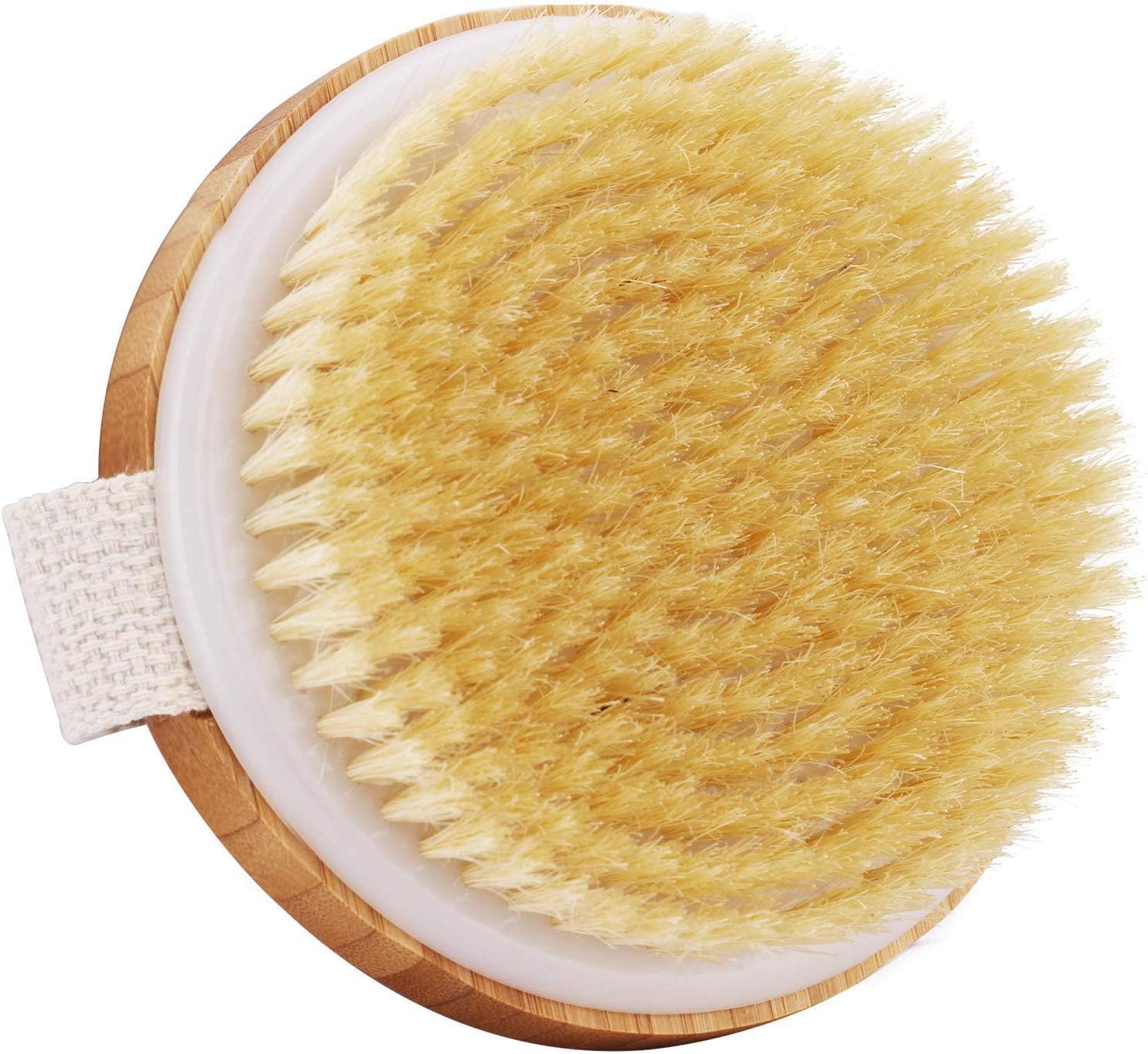 Dry Brushing Body Brush - Natural Bristle Body Exfoliator Scrub Skin ...