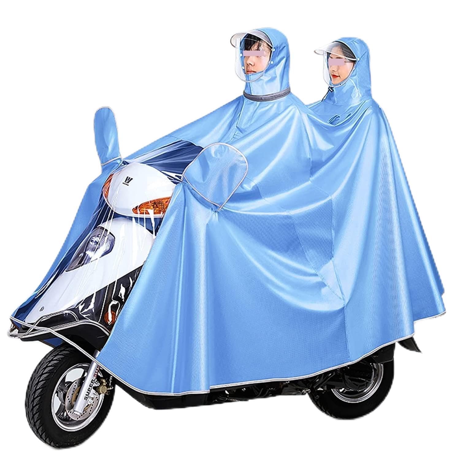 TBDdsd Cycling Raincoat, Rain Hooded Wheelchair Cover,Bicycle Double and Single Dual Use Cycling Raincoat(Light Blue,M)