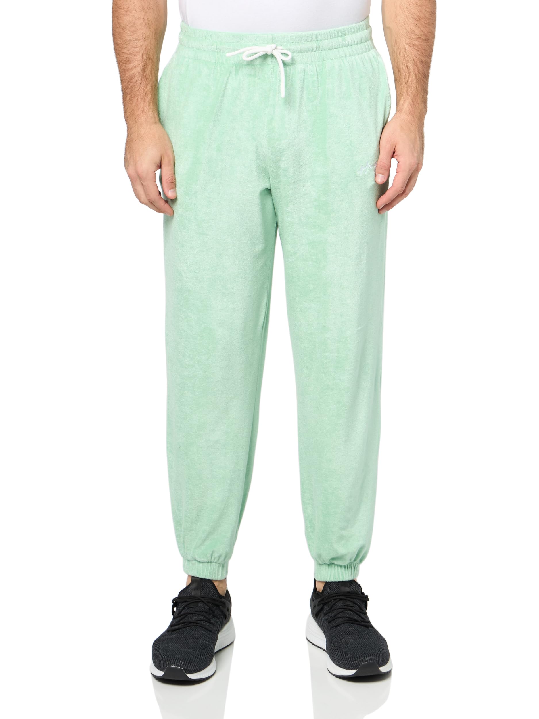 Hugo Men's Cucumber Green Nala Script Logo Joggers Cuffed Sweatpants, Small