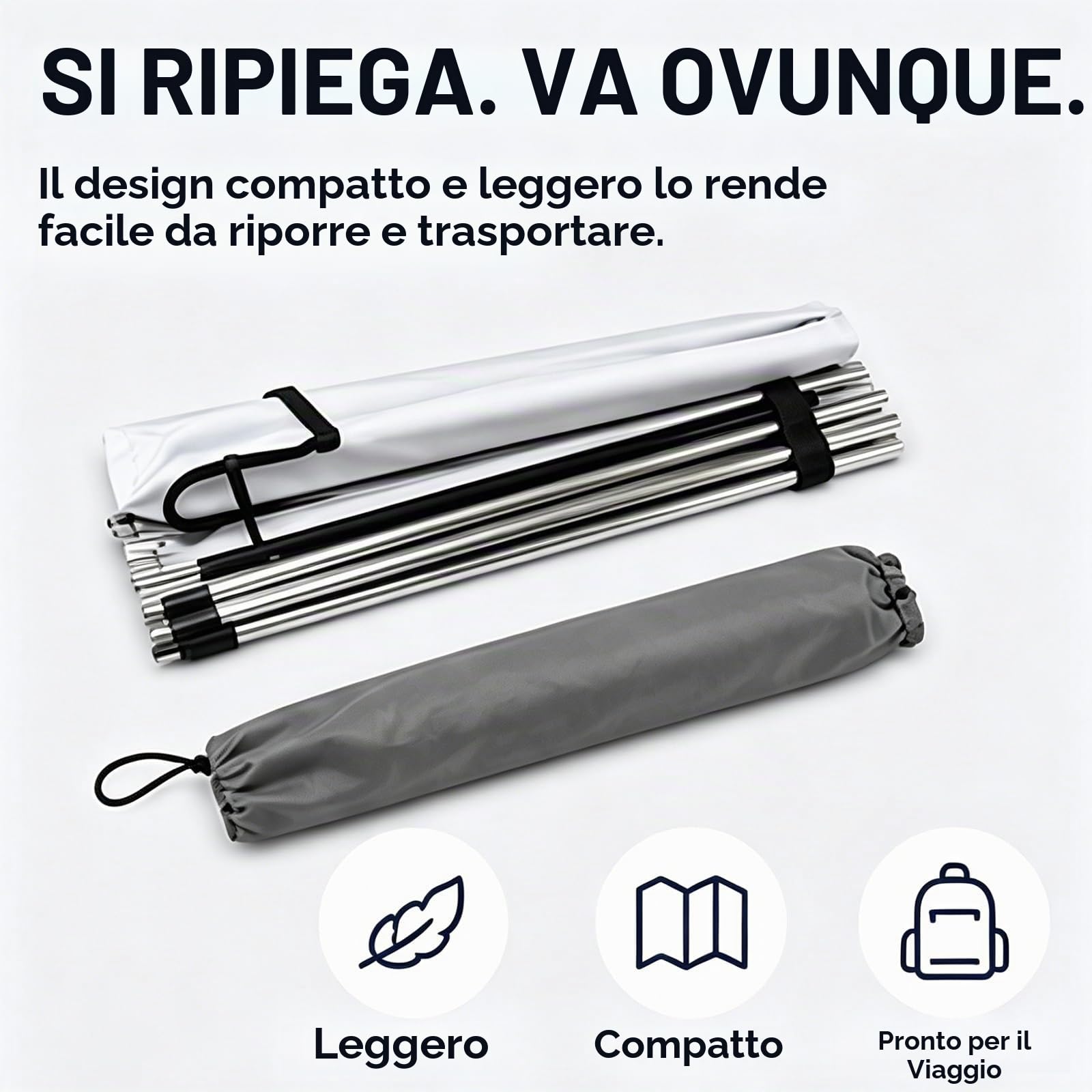Tendalino per Gommoni, Telo Marino Idrorepellente, Telaio in Alluminio Pieghevole, Parasole Universale per Piccole Imbarcazioni