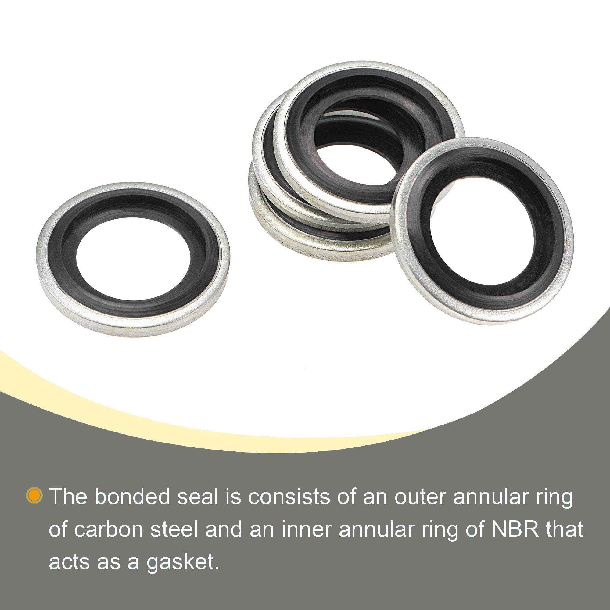 TA-VIGOR 50Pcs M14 Bonded Sealing Washers, 11.38 x 19.9 x 2mm Metric Flat Rubber Oil Ring Gaskets - Image 3