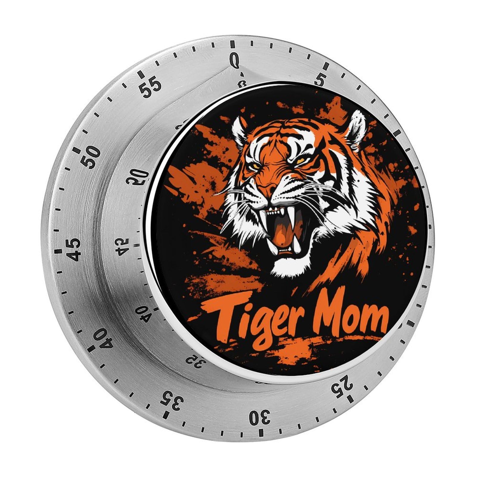 Tiger Fierce Mom Mechanical Timer with Alarm for Kitchen Cooking Productivity Stainless Steel Timers