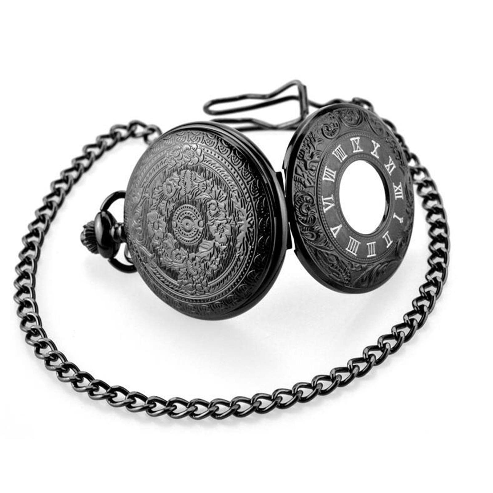 Relojes de Bolsillo, Relojes de Bolsillo Cuarzo con Escala números Romanos Vintage Cadena Regalos cumpleaños graduación Navidad