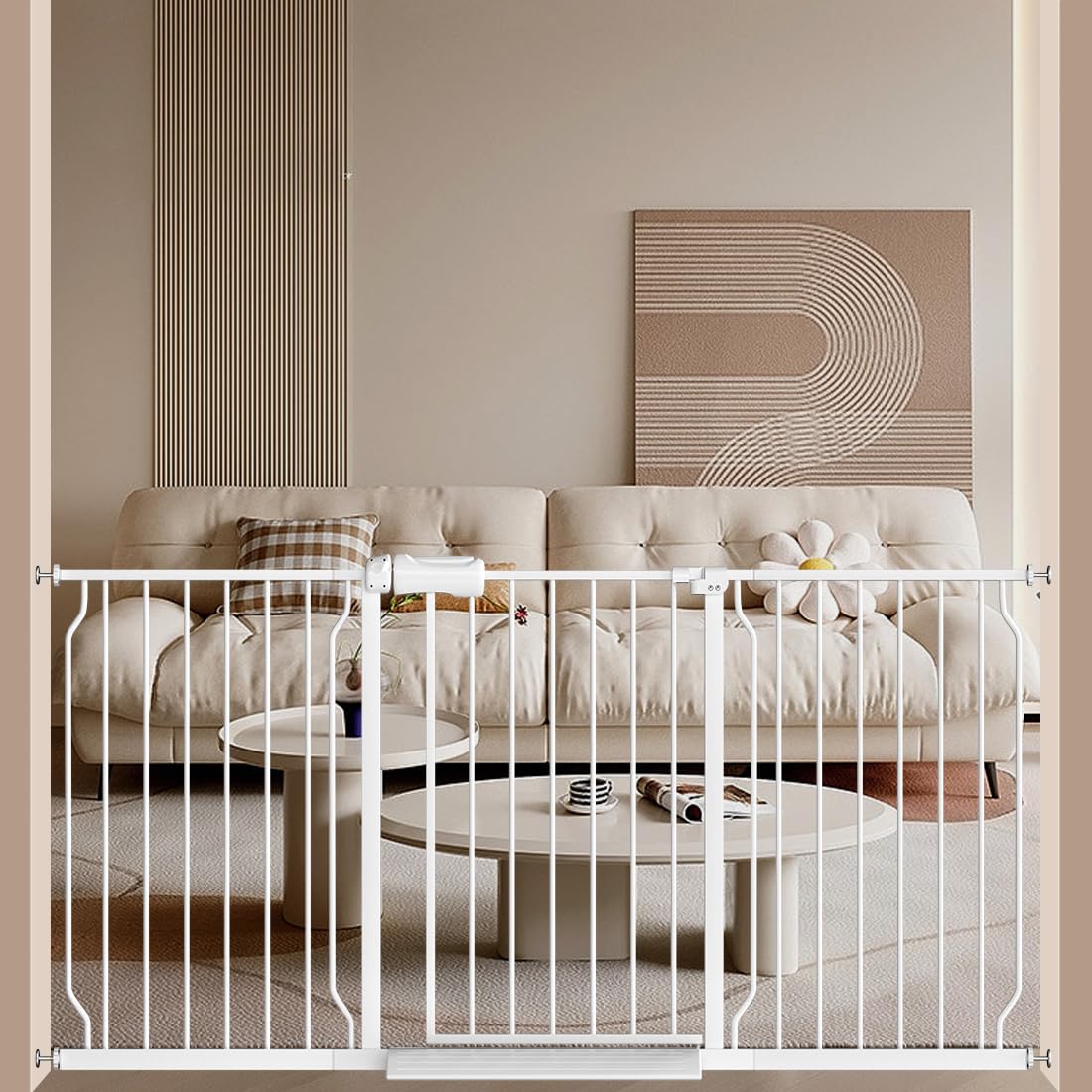 Fairy Baby Extra Wide Baby Gates 53-57.5 inch, Auto Close Child Safety Gates for Stairs Banister Doorways Hallway,Indoor Safety Child Gates for Kids or Pets
