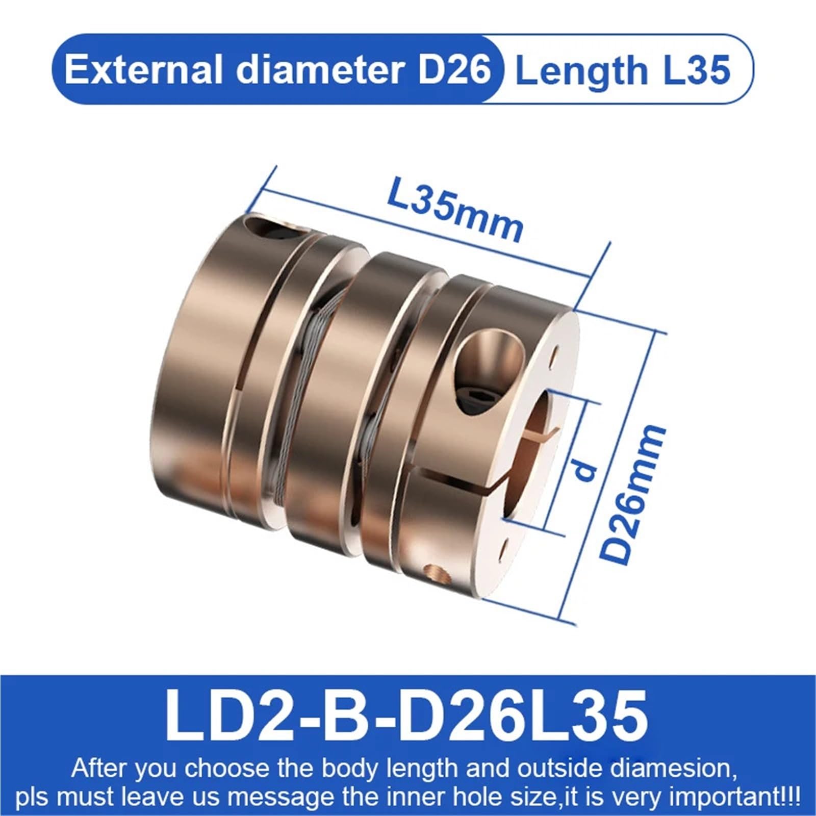 Coupleur à Double disque d'arbre D26L35 4-14mm, couplage Flexible en aluminium