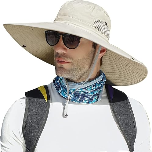 Miniatura 1 de Sombrero de protección solar de ala ancha de 6 pulgadas para exteriores, unisex, para senderismo, playa, pesca, safari, jardín, césped, patio,