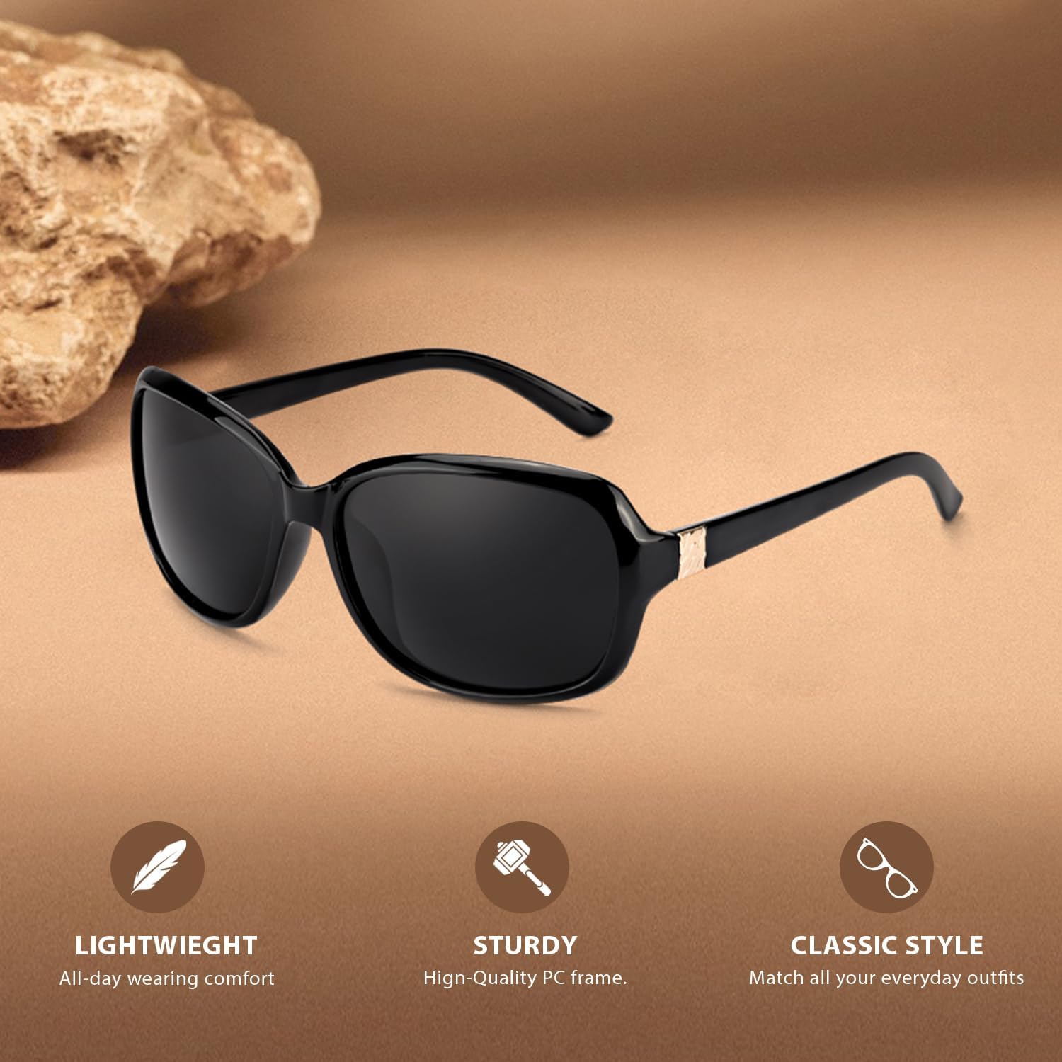 HASFOX® Small Wrap Sunglasses for Womens | Polarized & UV400 Protection | Lightweight Oval Jackie-O Style - Image 7