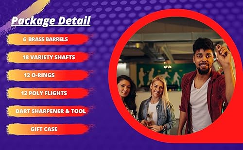 Miniatura 4 de SHOT TAKER CO. EST. 2017 Juego de 6 dardos de punta de acero  Dardos profesionales para diana  Incluye barriles + ejes de plásticoaluminio + anillos