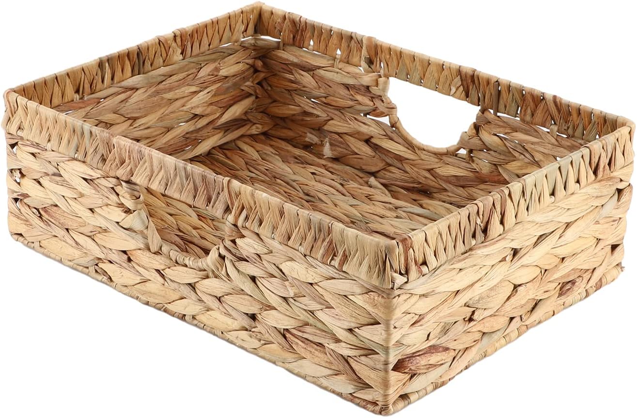 YAHUAN Water Hyacinth Storage Baskets, HandWoven Baskets with Builtin Handles