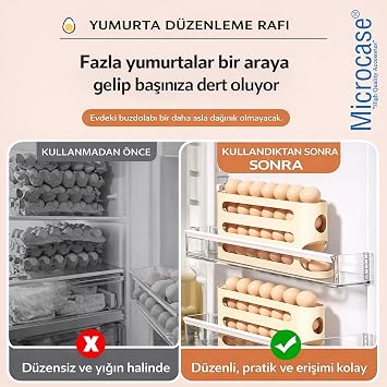 Microcase ABS Plastik Dolapiçi Yuvarlanır Tip Yumurta Organizer ve Standı AL5452 (Füme)