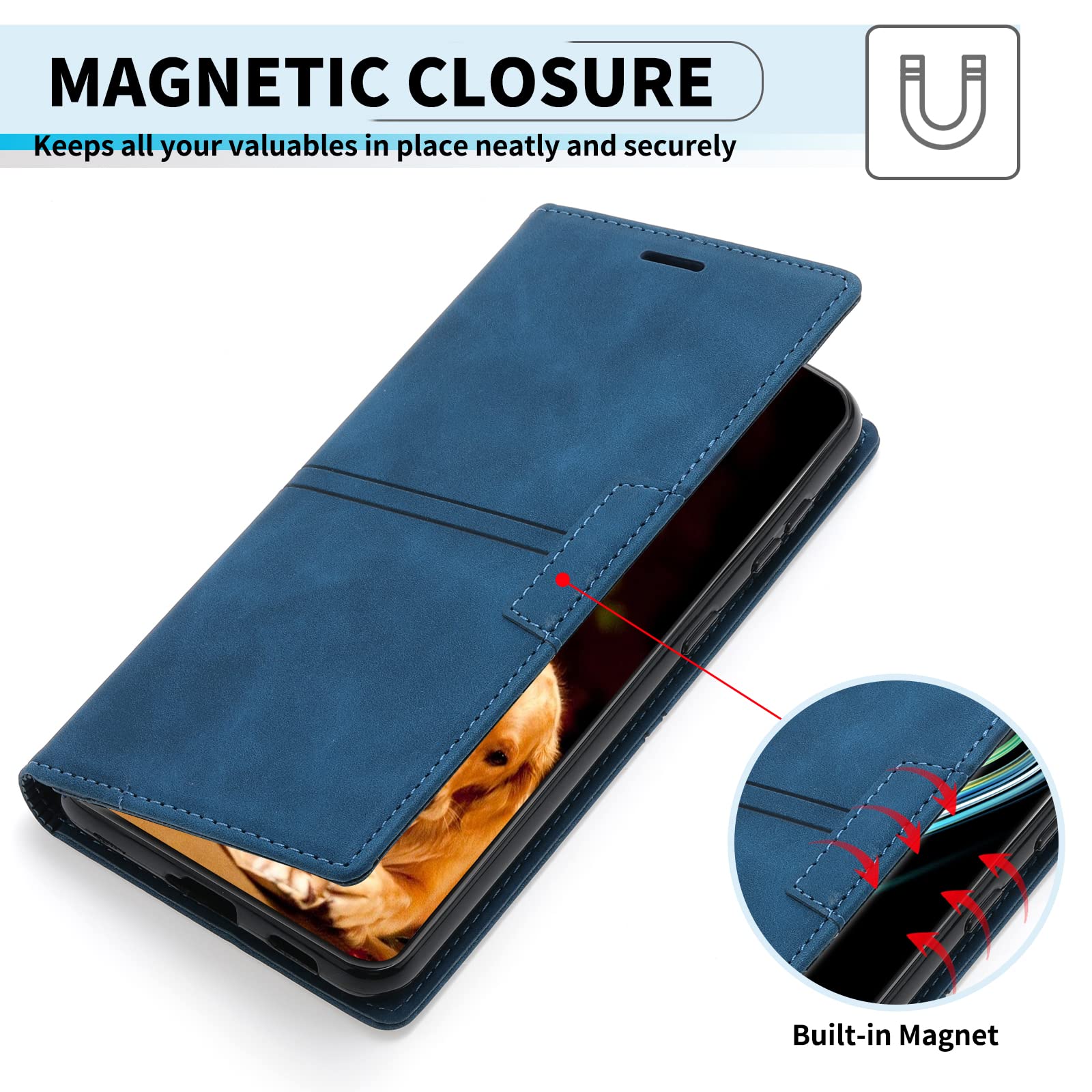 OKZONE Cover Flip Per OnePlus 9 - Custodia Portafoglio In Pelle Con Magnetica E Supporto - copertina