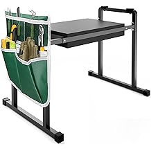 FLINTER Garden Kneelers Seat, Stable and Save Tip-Resistant Design 10.2" Wider Garden Kneeler and Seat with Handle, Heavy Duty Gardening Stool for Seniors, Gardening Weeding Bench for Parents - Black