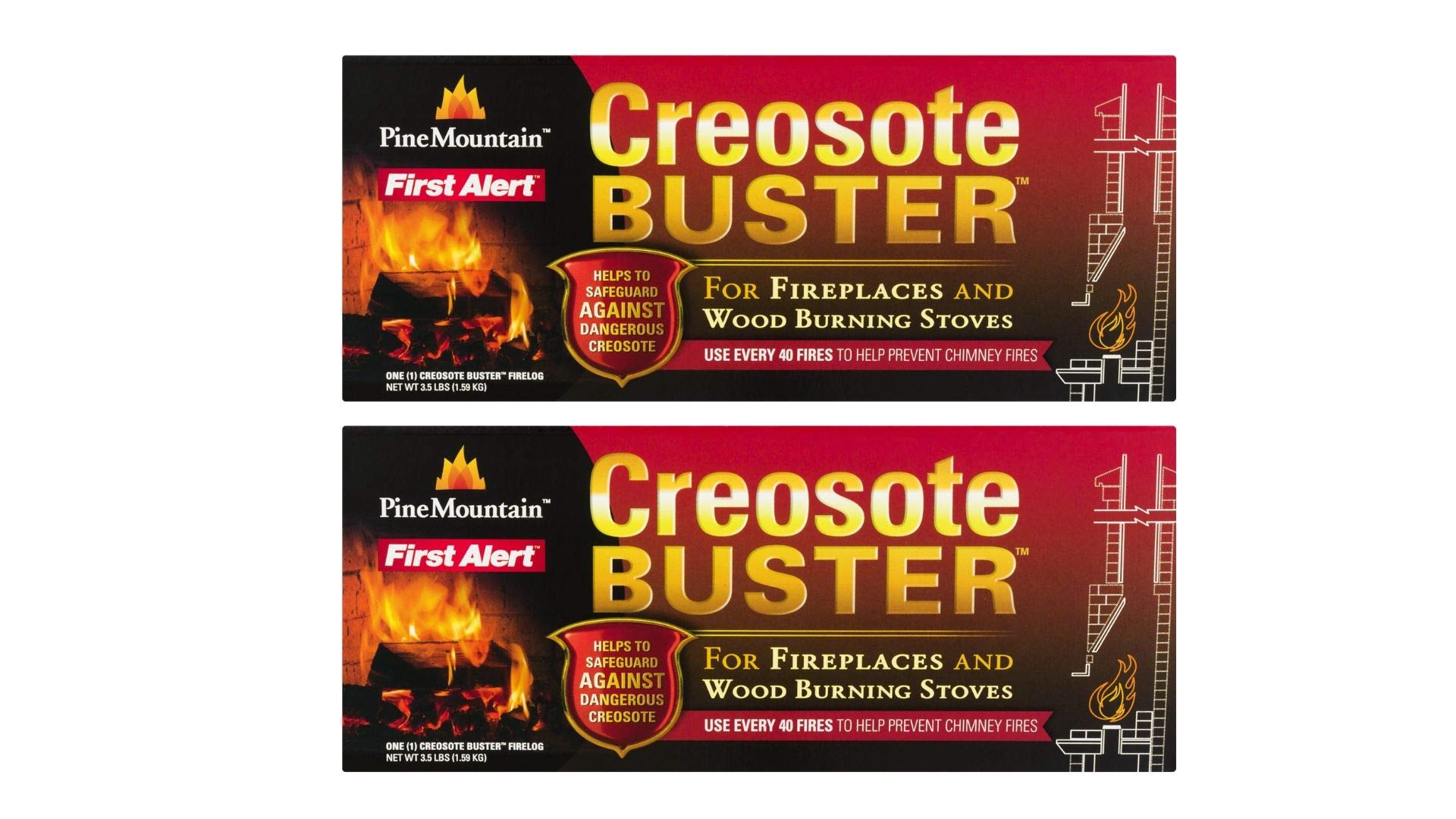 Pine Mountain4152501500 First Alert Creosote Buster Chimney Cleaning Safety Fire Log, Large, Brown (2, Large)