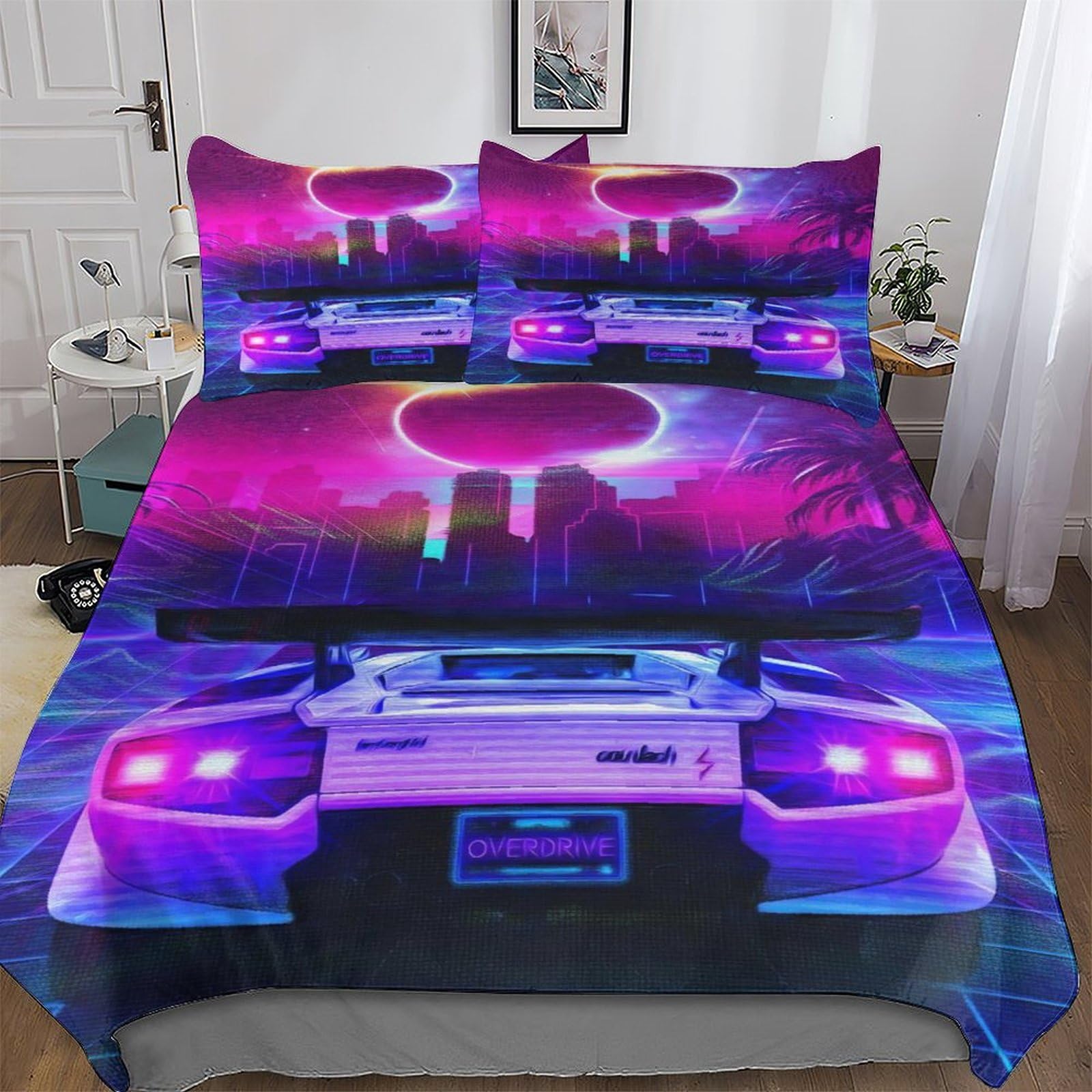 Voiture de sport housse de couette pour une chambre d'ado moderne et dynamique
