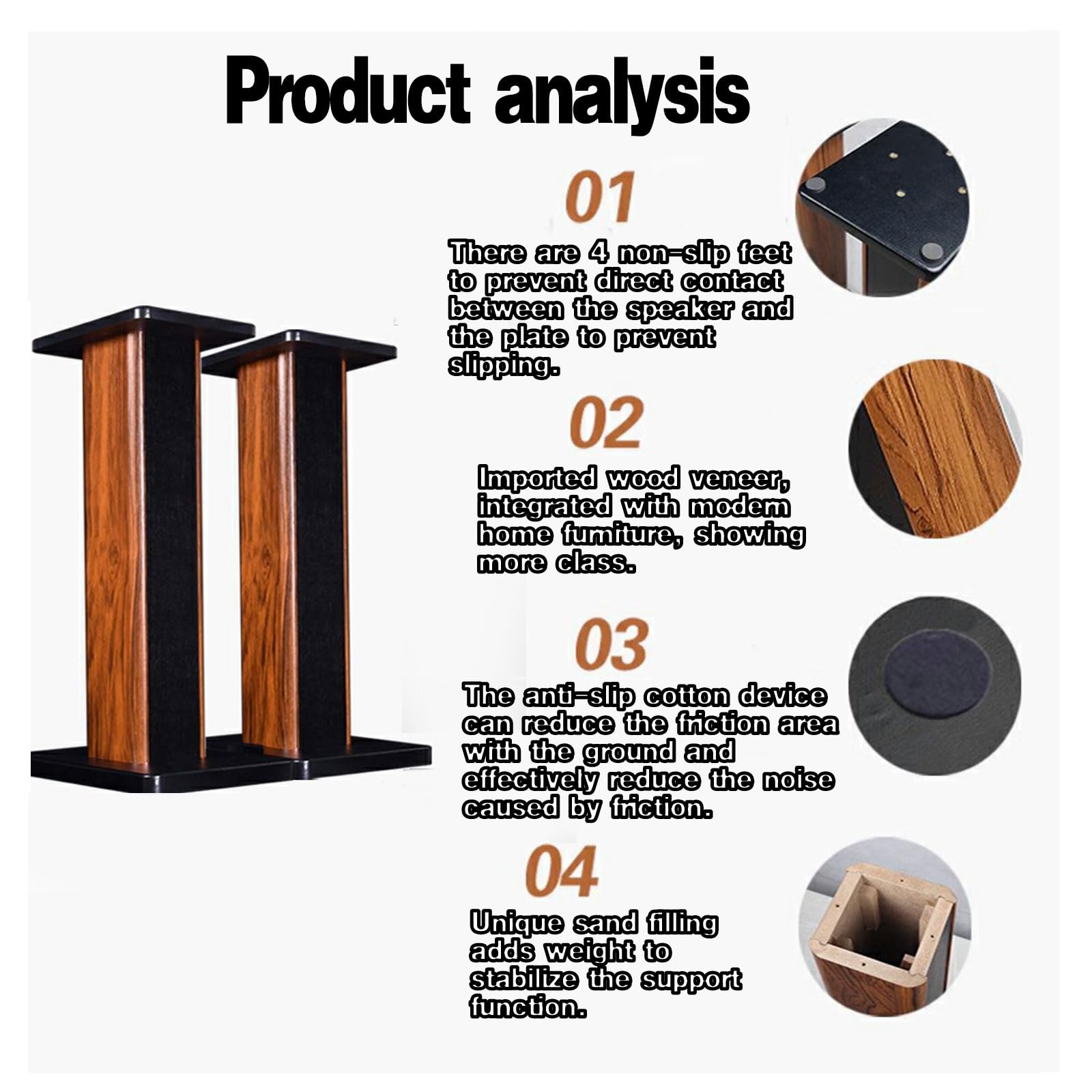 1 paio di supporti universali per altoparlanti, design scavato per un migliore ascolto audio, ideale per home theater e cinema