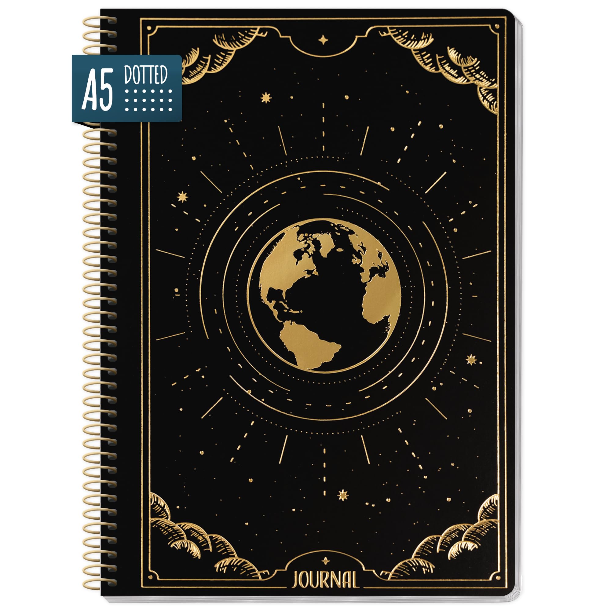 paper&you® Dotted Journal gestippeld A5 met spiraalbinding Time to grow 160 pagina's, notitieboek met spiraal, collegeblok, spiraalblok - duurzaam & klimaatvriendelijk