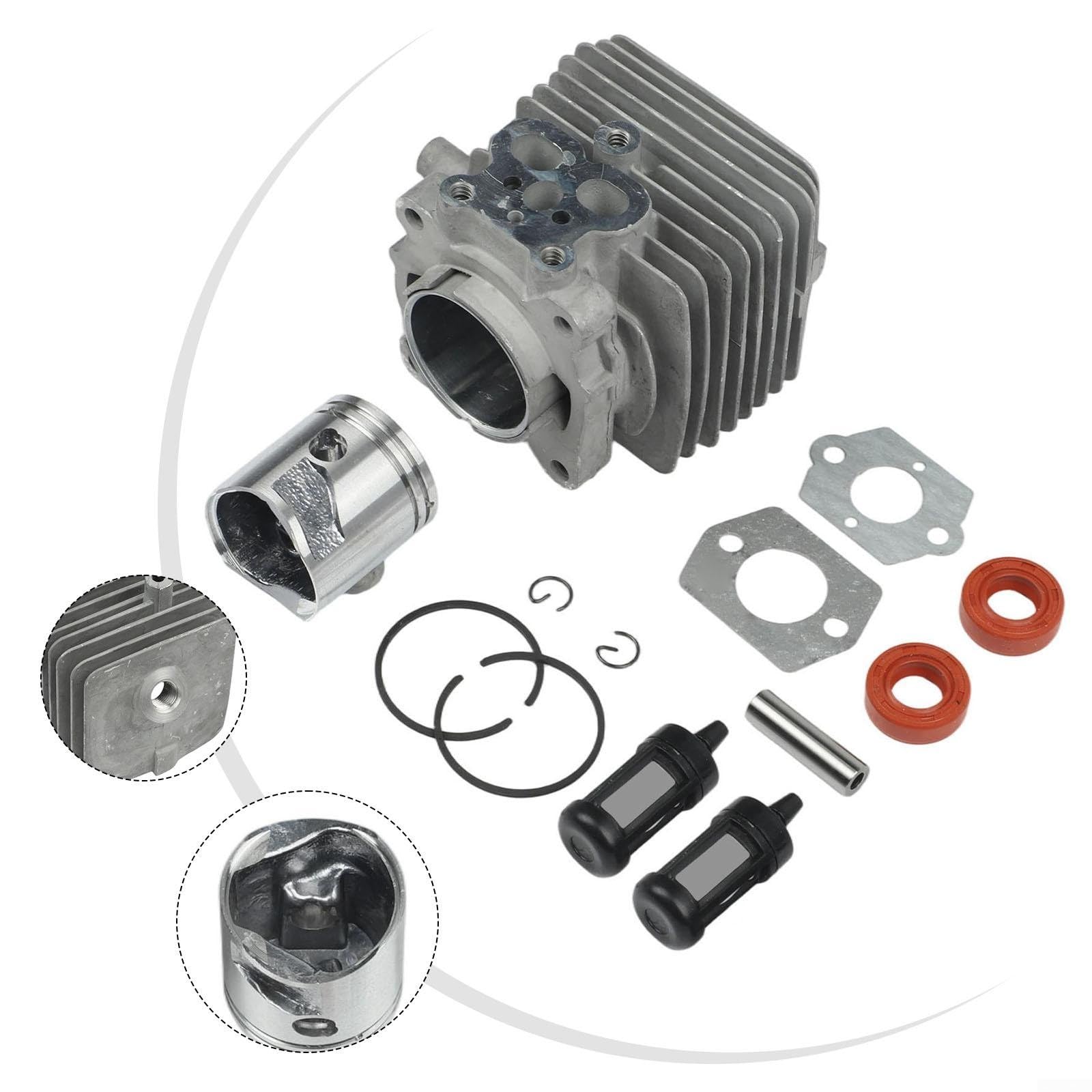 DAZZLEEX Kit cilindro per BG86 BG86C SR200 Parti di soffiatore a foglia 4241 020 1203 Set di ricostruzione del motore in metallo con guarnizioni Filtro dell'aria a scintilla per il restauro di