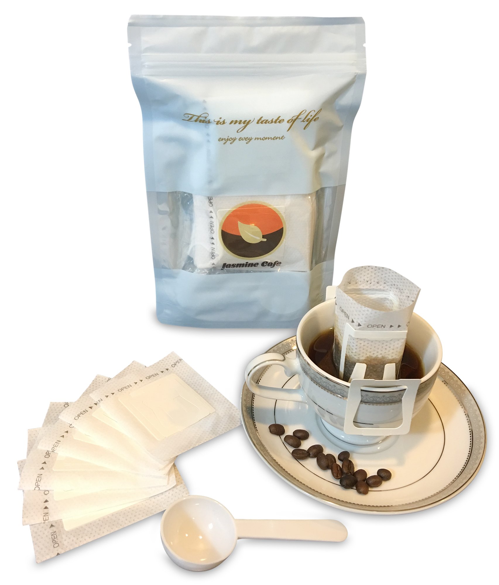 Jasmine Cafe Premium Single Serve Disposable Drip Coffee Filter Bag