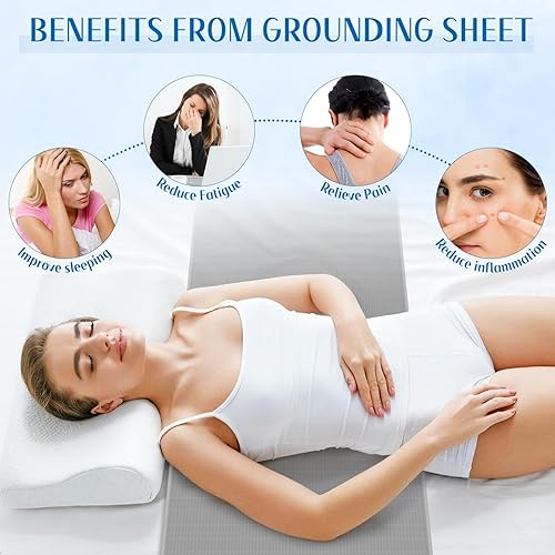 Miniatura 3 de Juego de sábanas universales para tierra, 10% fibra plateada + algodón natural con hilo conductor plateado, extralargo de 104 x 24 pulgadas, se