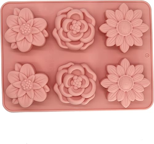 Miniatura 7 de X-Haibei Elegante flores jabón silicona molde gelatina loción proceso frío fabricación suministros 2oz, diámetro 2.5 pulgadas