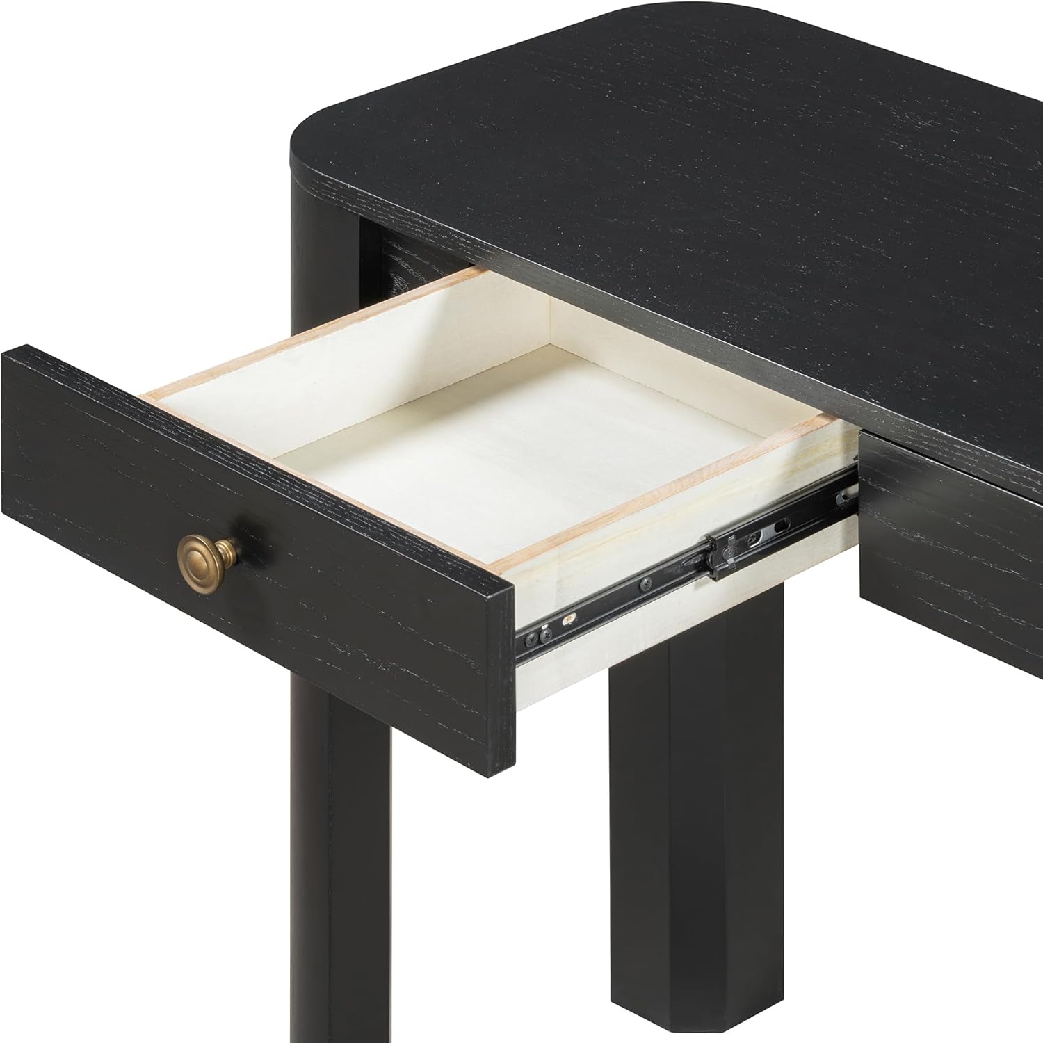 Wood Entryway Console Table with 3 Drawers and Curved Corners, 52'' Long Accent Sofa Table with Thickened Legs for Living Room Hallway (Black-10.17)