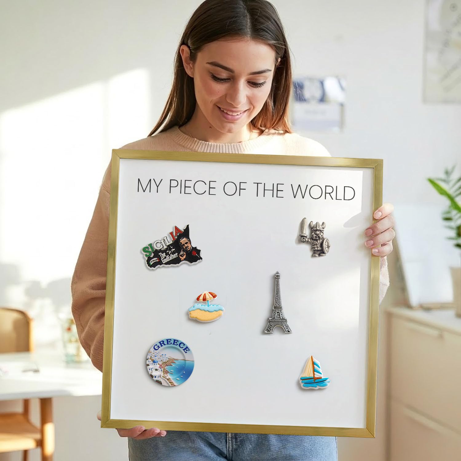 Magnetische Tafel 60x40 cm | mit Goldenem Rahmen | My Piece Of The World