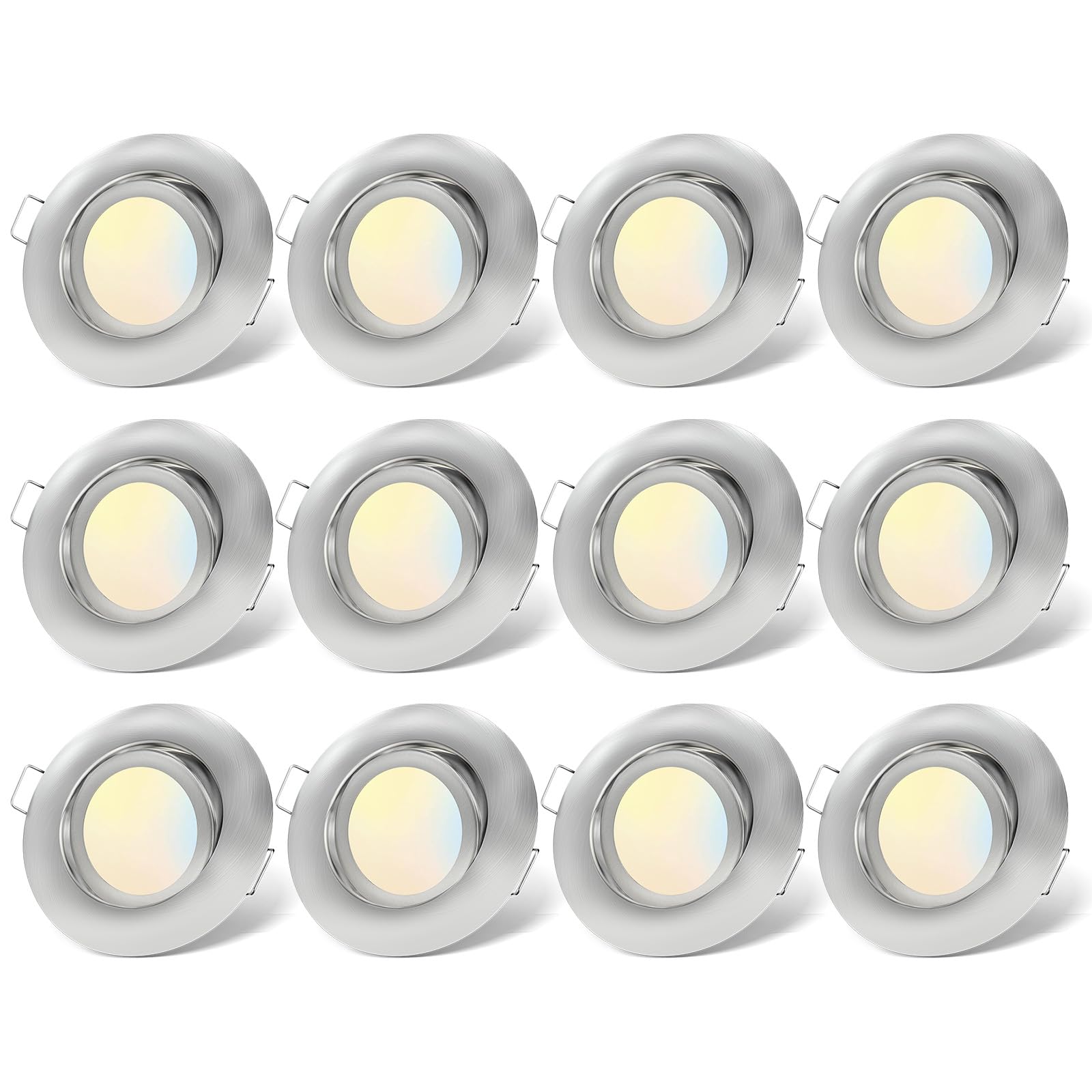 LED Einbaustrahler 230V Dimmbar Ultra Flach LED Spots 6W IP44 Einbauleuchten Schwenkbar Deckenspots,Warmweiß Neutralweiß Kaltweiß für Badezimmer Küche Wohnzimmer,12er Set