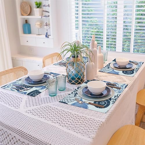 Miniatura 8 de Seahorse Theme Decor Placemats Set of 4 Table Mats Washable Placemat Waterproof Place Mats for Party Home Dining Table Decor 18x12 in