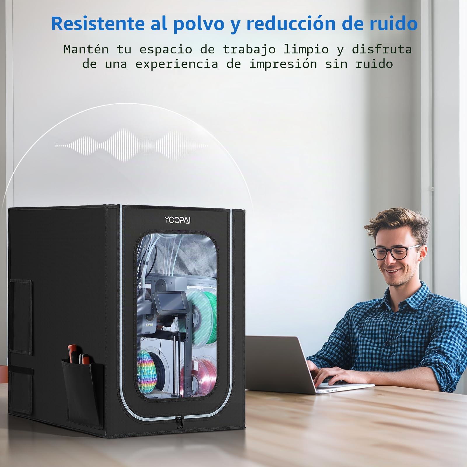 YOOPAI Cubierta para Impresora 3D con Luz LED para AD5X / AD5M, Caja Antipolvo de Temperatura Constante, Ignífuga y Aislante de Ruido