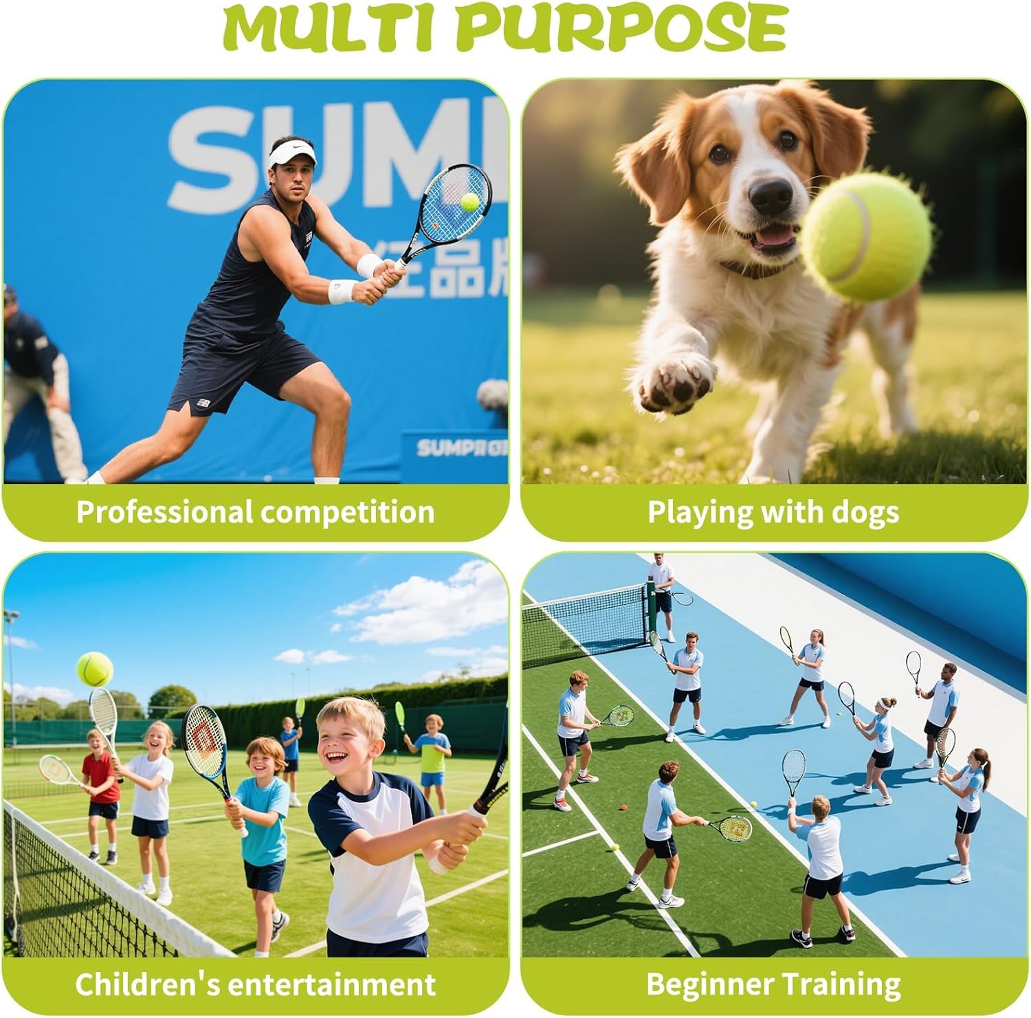HOBBYTECH Lot de 12 Balles de Tennis pour l'entraînement, Balle de Tennis Jaune, balles de Tennis pour débutants, Adultes, Enfants et Chiens, idéal pour l'entraînement du Quotidien