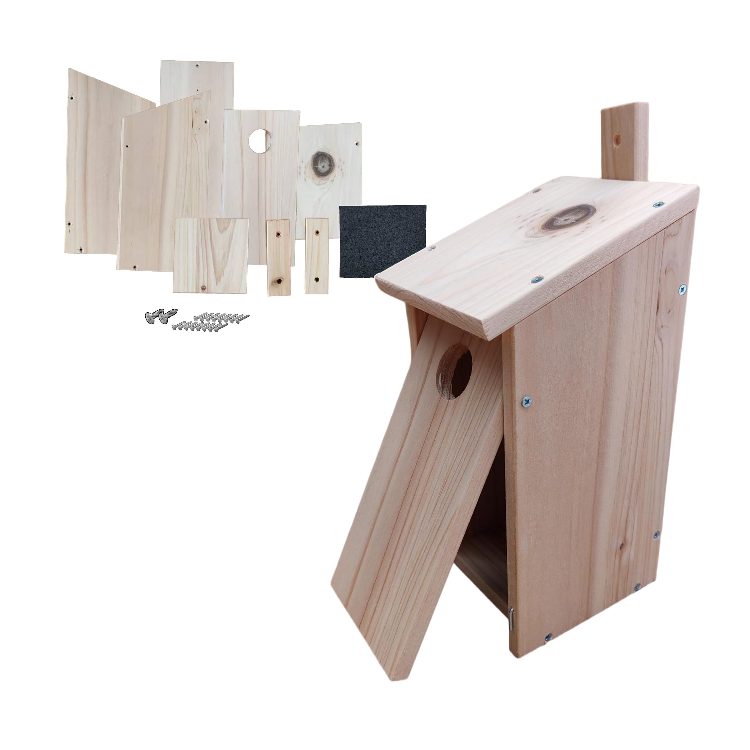 Relaxdays Kit de 2 Cajas Nido para pájaros, Orificio 32 mm, Madera de Abeto Natural, 26x12x13,5 cm