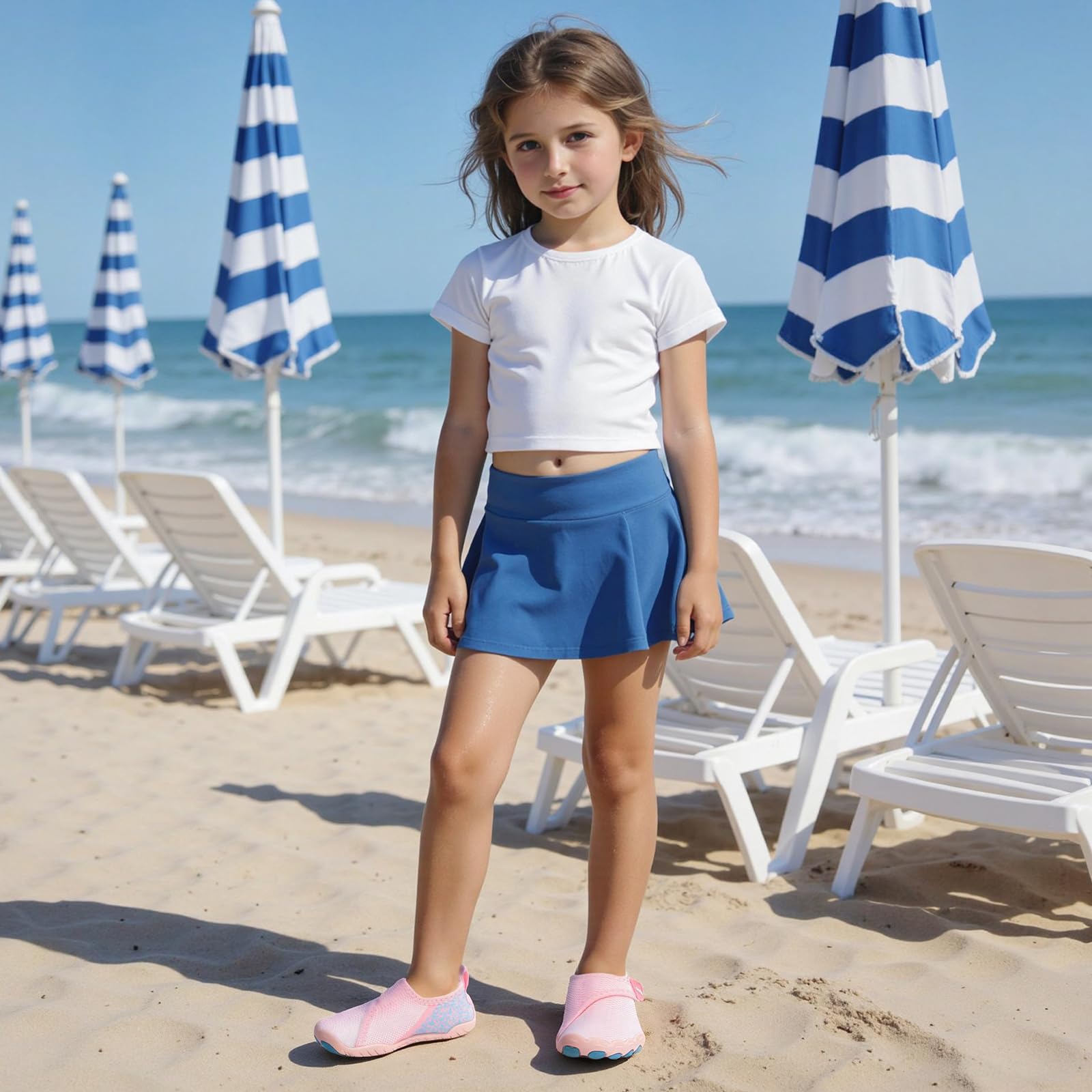 MASOCIO Chaussures Aquatiques Enfant Chaussures d'eau Séchage Rapide Antidérapantes pour Piscine Mer Plage Taille 27-37 EU - 2