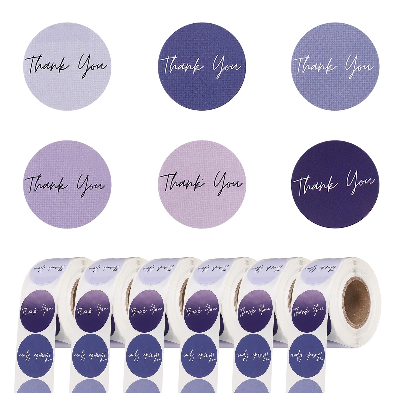 PATIKIL 3000Pcs Thank You Stickers, 1" Round Self-Adhesive Envelopes Seal Labels for Crafts Small Business Invitation Cards Wedding Gift Tag Packaging, Purple Colorful Tone