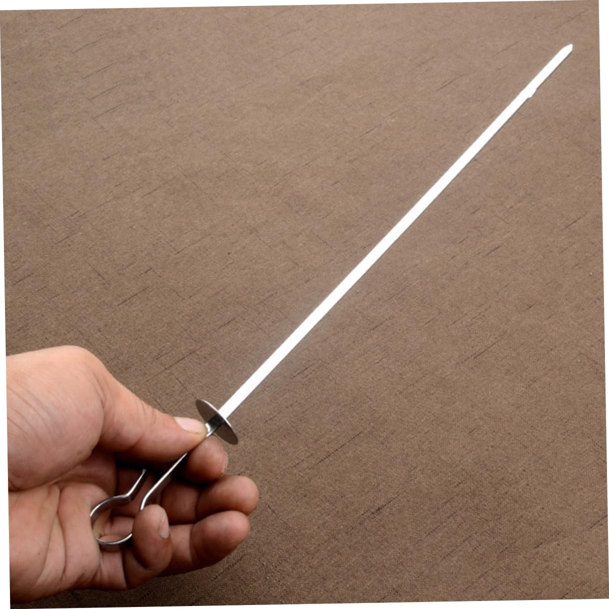 Abaodam Spiedini Per Barbecue in Acciaio Inox 20 Pezzi, Forchette Riutilizzabili Piatte Impugnatura Ad Anello Per Grigliate All'aperto, Resistenti e Pratici Per Carne e Verdure