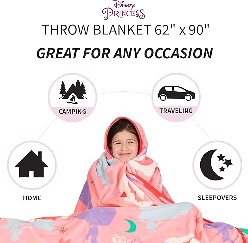 Miniatura 3 de Franco - Manta de felpa supersuave para niños de Princesa Disney, 62 x 90 pulgadas, producto "oficial" de Disney