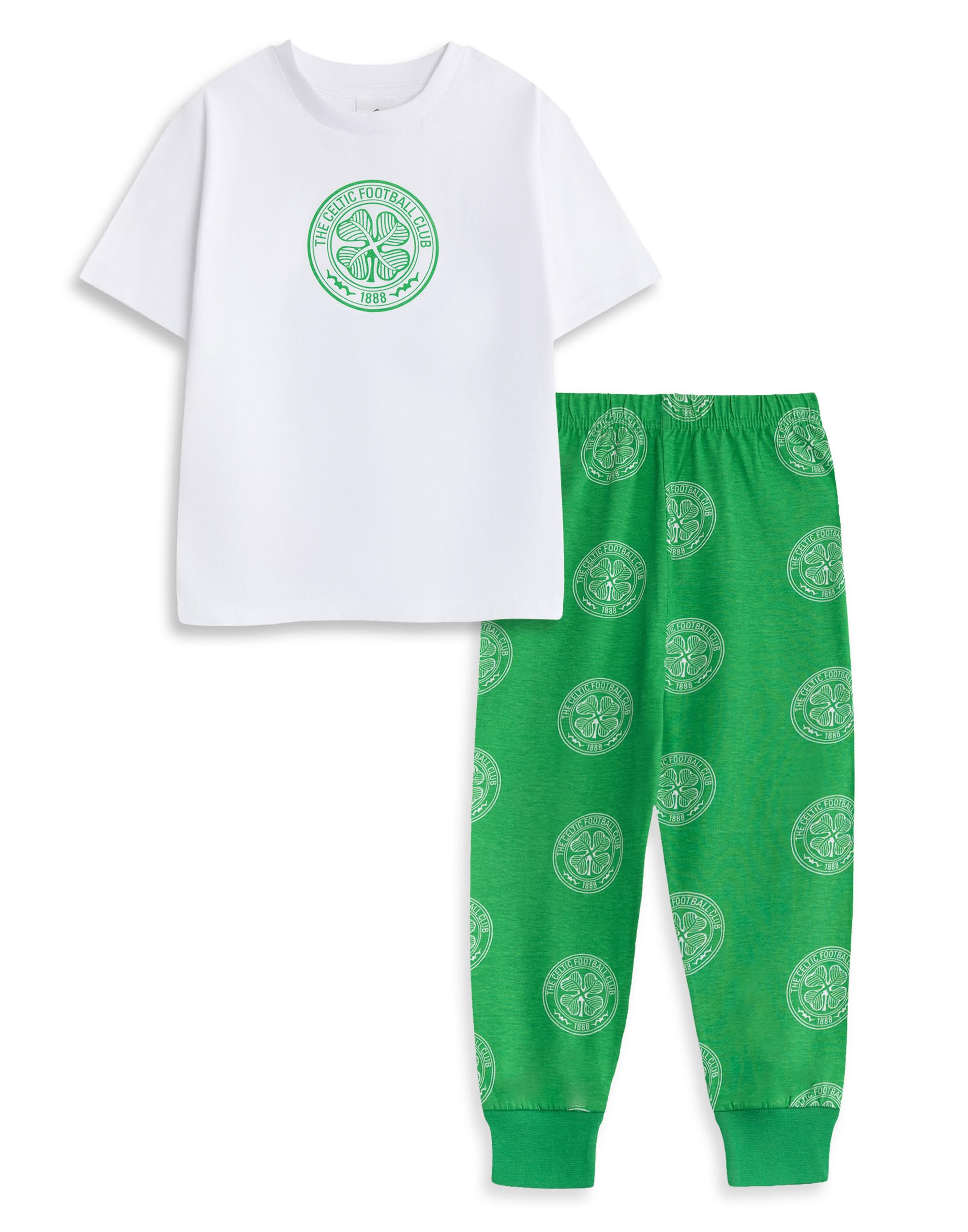 Celtic Kids Boys Short Sleeve Long Leg Pyjama Set - Green - 9-10 Years - Cotton
