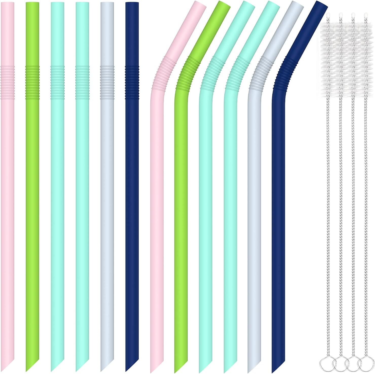 12Pack Reusable Silicone Straws with Travel Case, Urekt 9 Inch