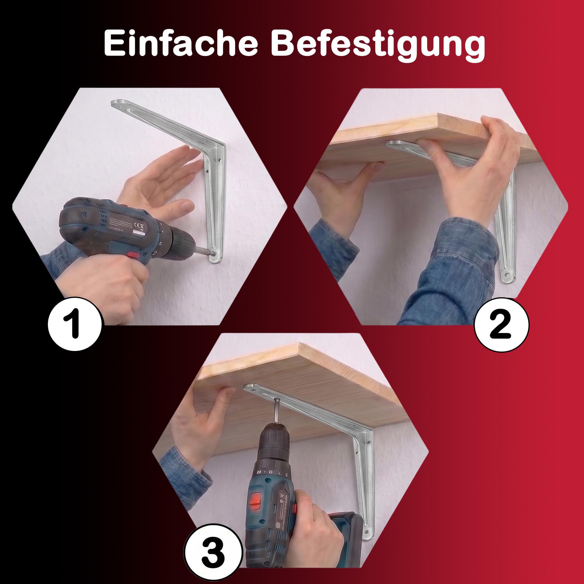 siwitec Profil-Konsole 450 x 500 mm aus Aluminium im 2er-Set, Regalwinkel mit 140 kg Traglast