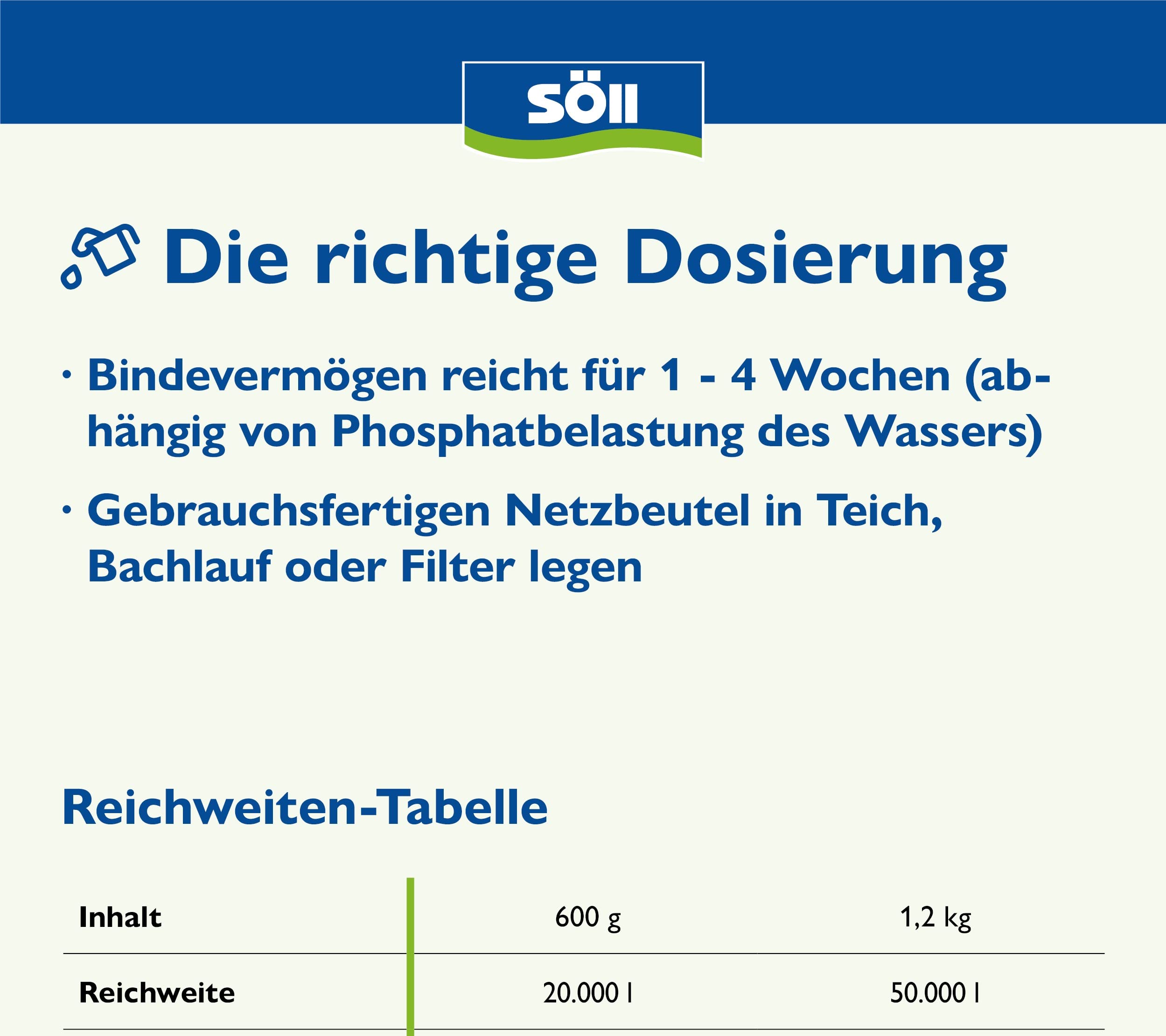 Söll 81799 Turbo PhosphatBinder, 600 g - sofort wirksames Teichpflegemittel zur schnellen Phosphatbindung und Algenvorbeugung im Gartenteich Schwimmteich Fischteich