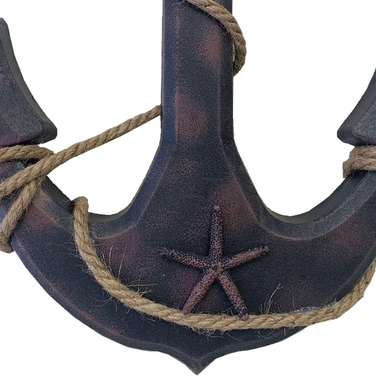 Grace Home Wooden Decorative Anchor with Rope and Crossbar, Wood Nautical Decor Anchor Wall Hanging Ornament Plaque, 18’’H