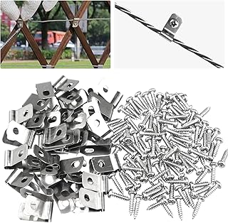 90 Pcs Fence Clips with Screws, Stainless Fence Wire Clamps with Screws, Wire Fence Clips Cattle Panel Clips for 12-16 Gauge Welded Wire to Wood, Metal or Vinyl Fence