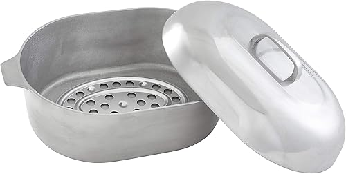 Miniatura 4 de IMUSA USA - Olla de aluminio Cajun resistente de 14 cuartos de galón color plateado y Estados Unidos tostador ovalado de aluminio fundido de 18