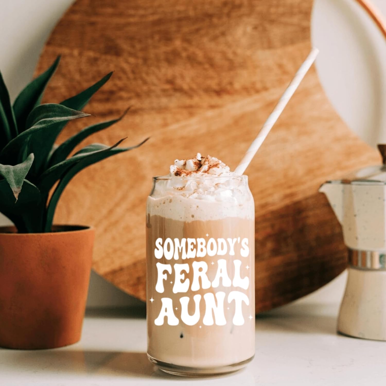 Mothers Day Gifts For Aunt -Somebodys Feral Aunt Coffee Glass Cup 16oz - Birthday Gift, Christmas For Auntie, New Auntie, To Be Aunts - Best Aunts Gifts From Niece, Nephew - Image 8