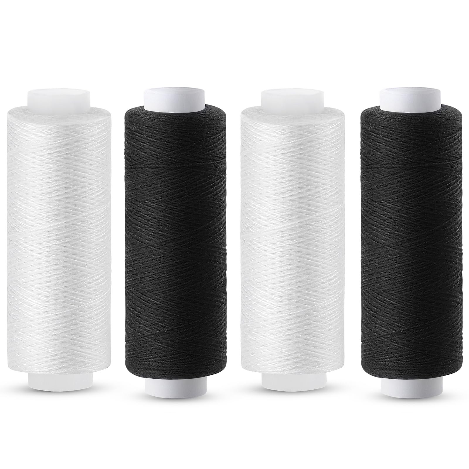 Tundi Nähgarn, Schwarz und Weiß, 4 Stück 200 yards, Polyester-Nähmaschinengarn für Nähmaschinen, Handnähen und Sticken