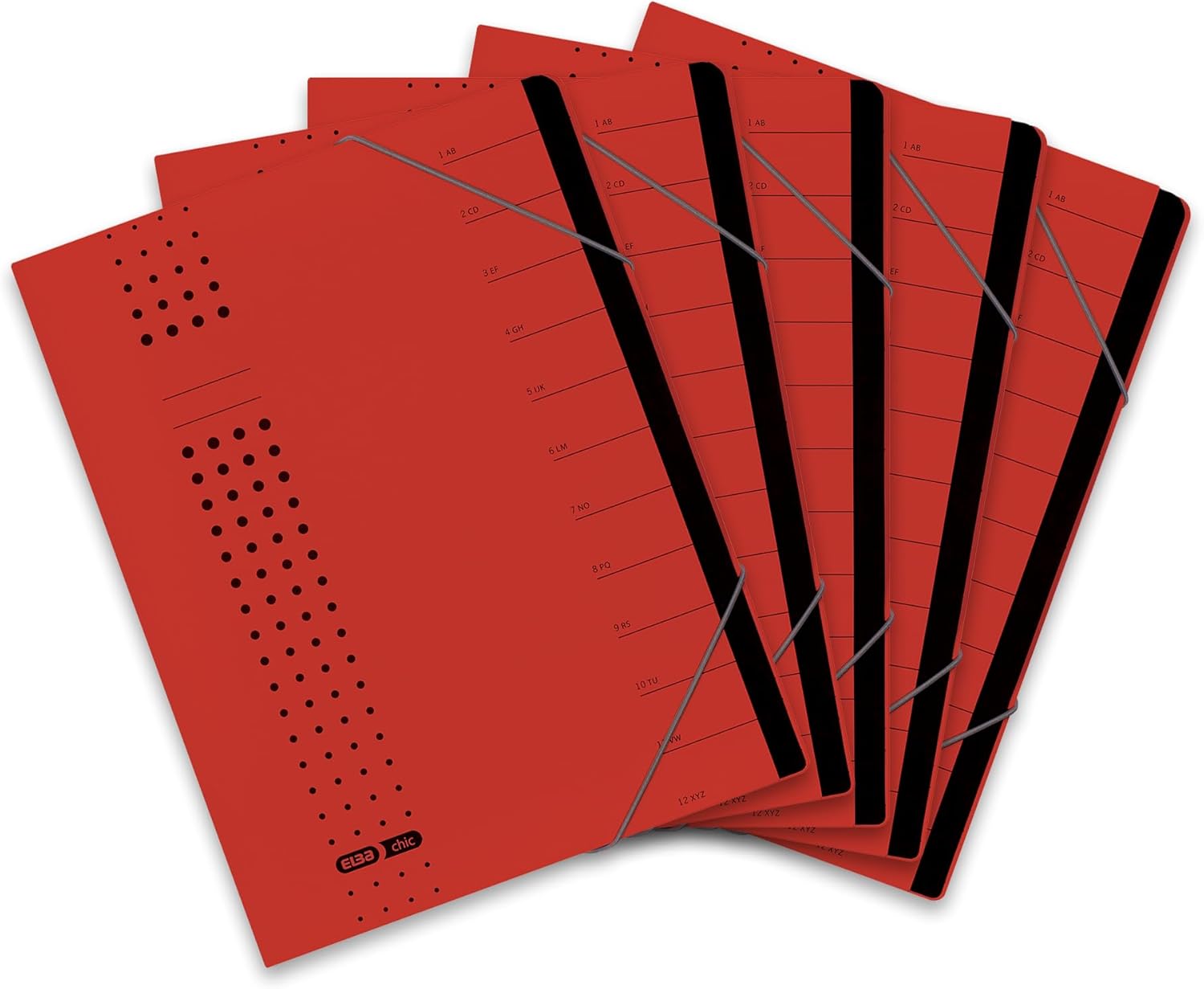 Elba Chic 42496AZ Folder Recycled Card 450 g/m² (Pack of 12 Compartments with Blank Tabs Pack of 5 Charcoal Folder File Chic A4 Dark Blue