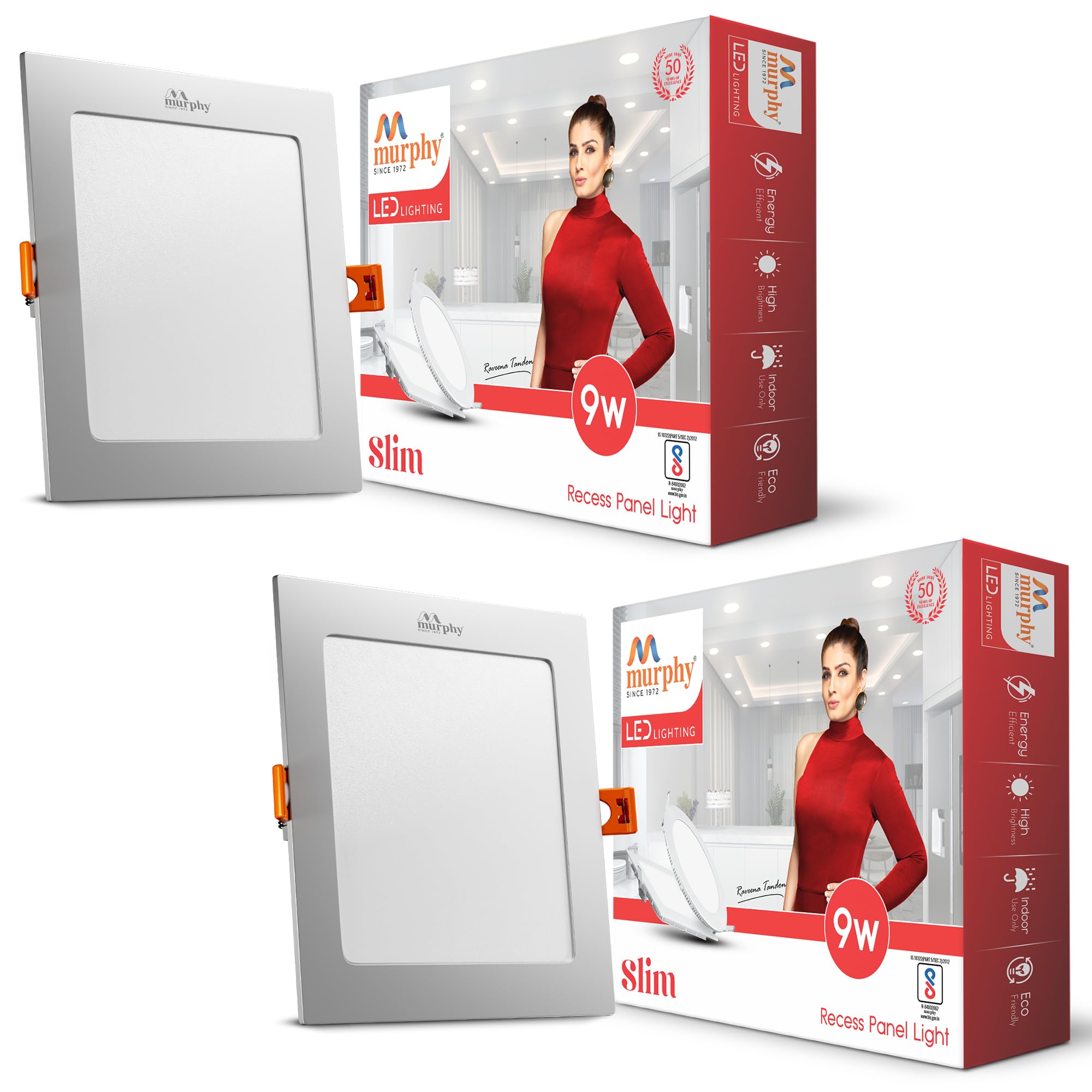 Murphy Aluminium 9-Watts Slim Square Led Panel Ceiling Light (Cool